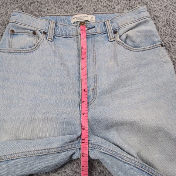 Abercrombie & Fitch Jeans Women 2 Blue 90s Straight Ultra High Rise Distressed - Picture 7 of 10